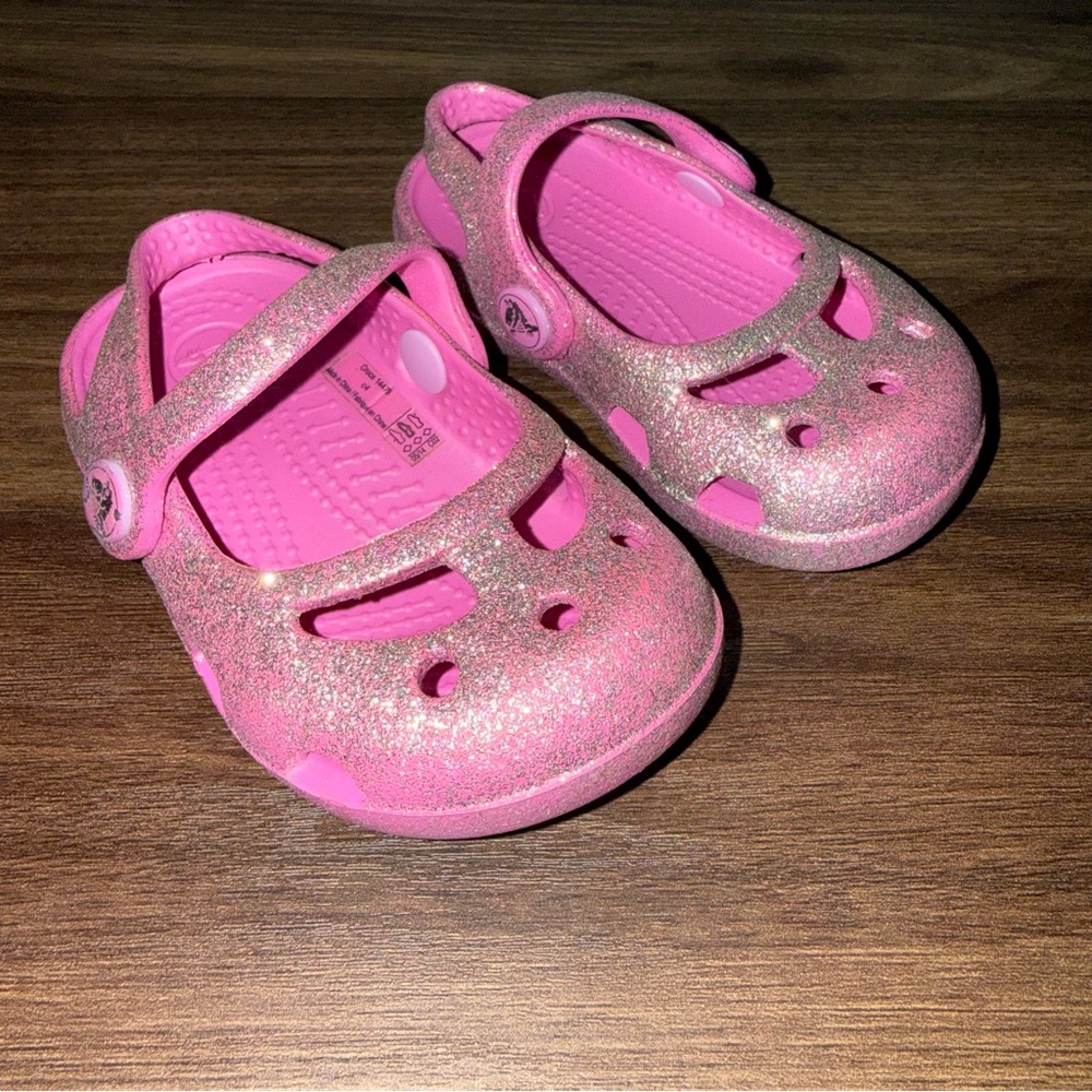 CROCS Shayna Glittery Pink Maryjane Sandals baby size 4
